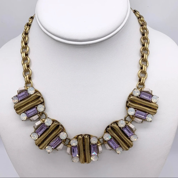 J. Crew Opalescent Lilac Crystal Discs Necklace - Picture 1 of 3